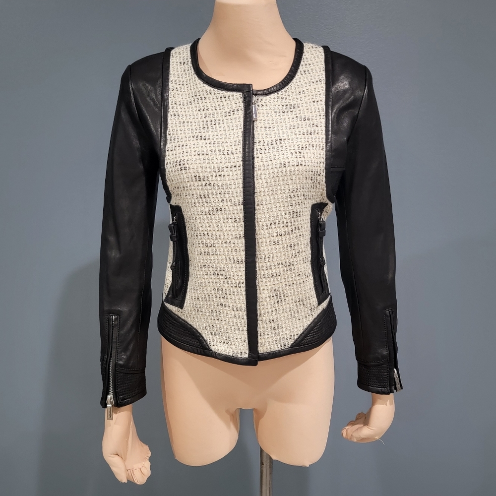 Barbara Bui leather tweed jacket 38/S